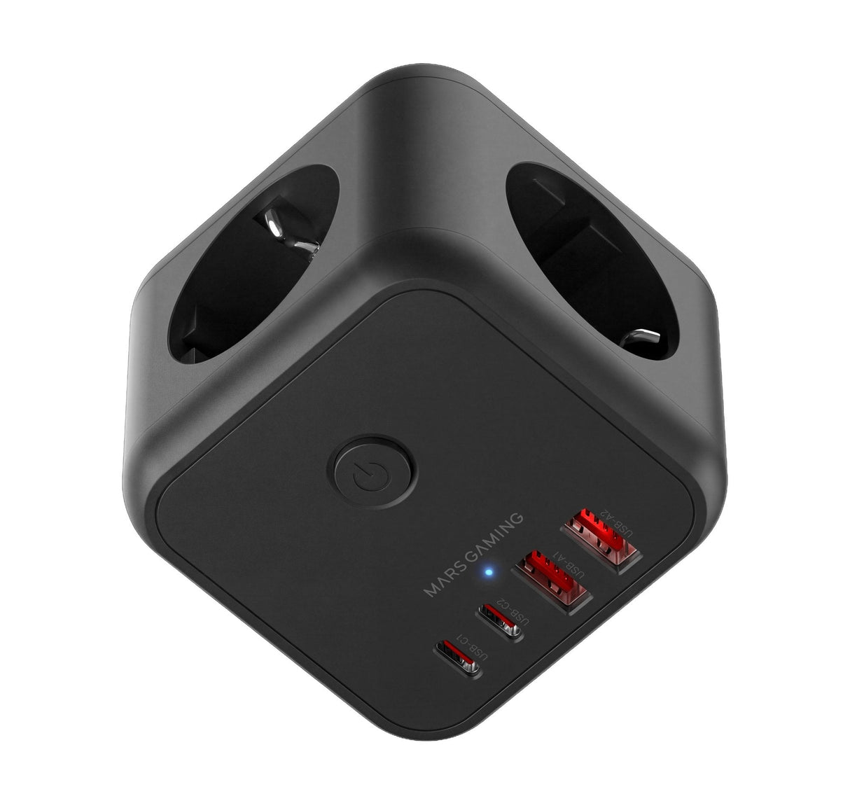 Cargador De Pared Mars Gaming Md Cube20 20w 3x Schuko 2x Usb Tipo C 2x Usb Tipo A Negro