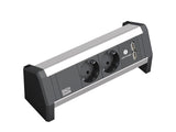 Bachmann Desk 1 Base Múltiple 2 Salidas Ac Interior Negro, Plata, Regleta Negro/Aluminio, 2 Salidas Ac, Interior, Aluminio, De Plástico, Negro, Plata, 281 Mm, 93 Mm