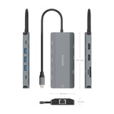 Docking Usb Tipo-C Aisens Asuc-10p052-Gr 2xhdmi 4k 1xrj45 3xusb 1xusb Tipo-C 1xusb Tipo-C Pd 1xlector De Tarjetas Gris