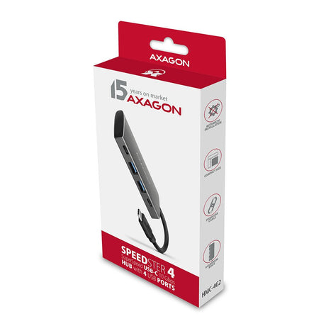 EAN 8595247905437 - Axagon HMC-4G2 hub de interfaz USB 3.2 Gen 2 (3.1 Gen 2) Type-C 10000 Mbit/s Gris imagen 3