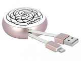 Delock Usb Aufrollcable Typ-A Zu Lightning Weiss   Rosé