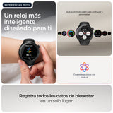 Motorola Moto Watch Negro Mate Reloj Inteligente Con Banda Silicona Pantone Volcanic Ash Pantalla Luminosa 1.4" 4 Gb Bluetooth 40 G