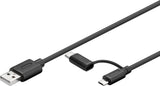 Kabel Usb 2.0 A->Micro B+C S/S 1,0m 2in1 Micro-B Kabel Mit Usb-C Adapter
