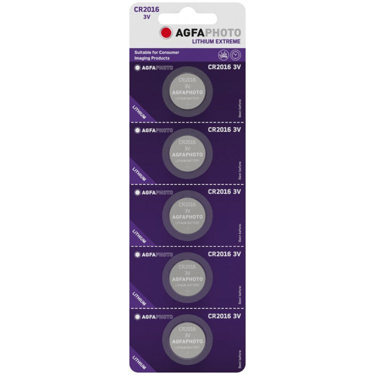 Agfaphoto Bateria Lithium Cr2016, 3v Extreme, Retail Blister (5-Pack)