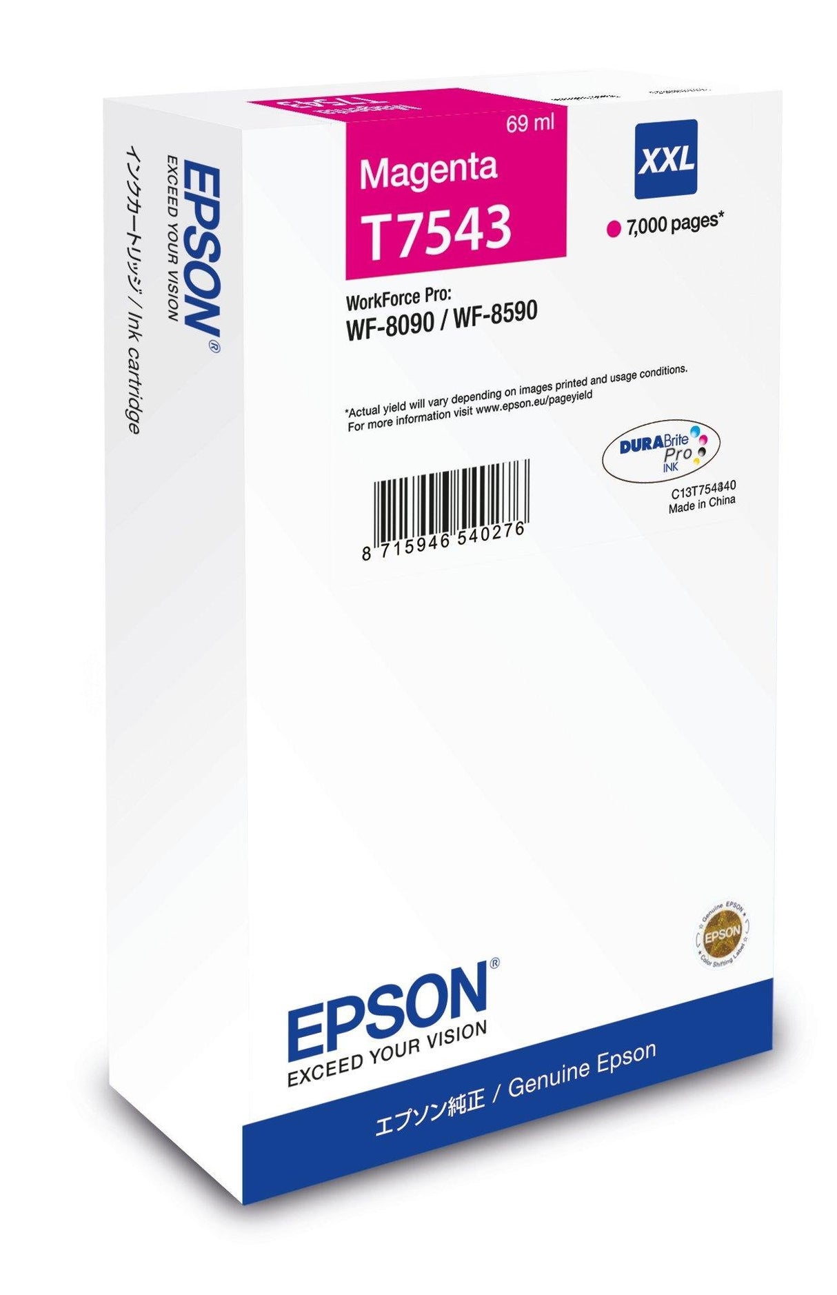 EAN 8715946726854 - Epson C13T75434N cartucho de tinta 1 pieza(s) Original Extra (Súper) alto rendimiento Magenta imagen 1