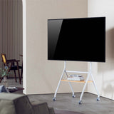 Aisens Soporte De Suelo Eco Con Rueda, 1 Bandeja Para Pantalla Interactiva/Tv 80kg De 37-86, Blanco+Madera