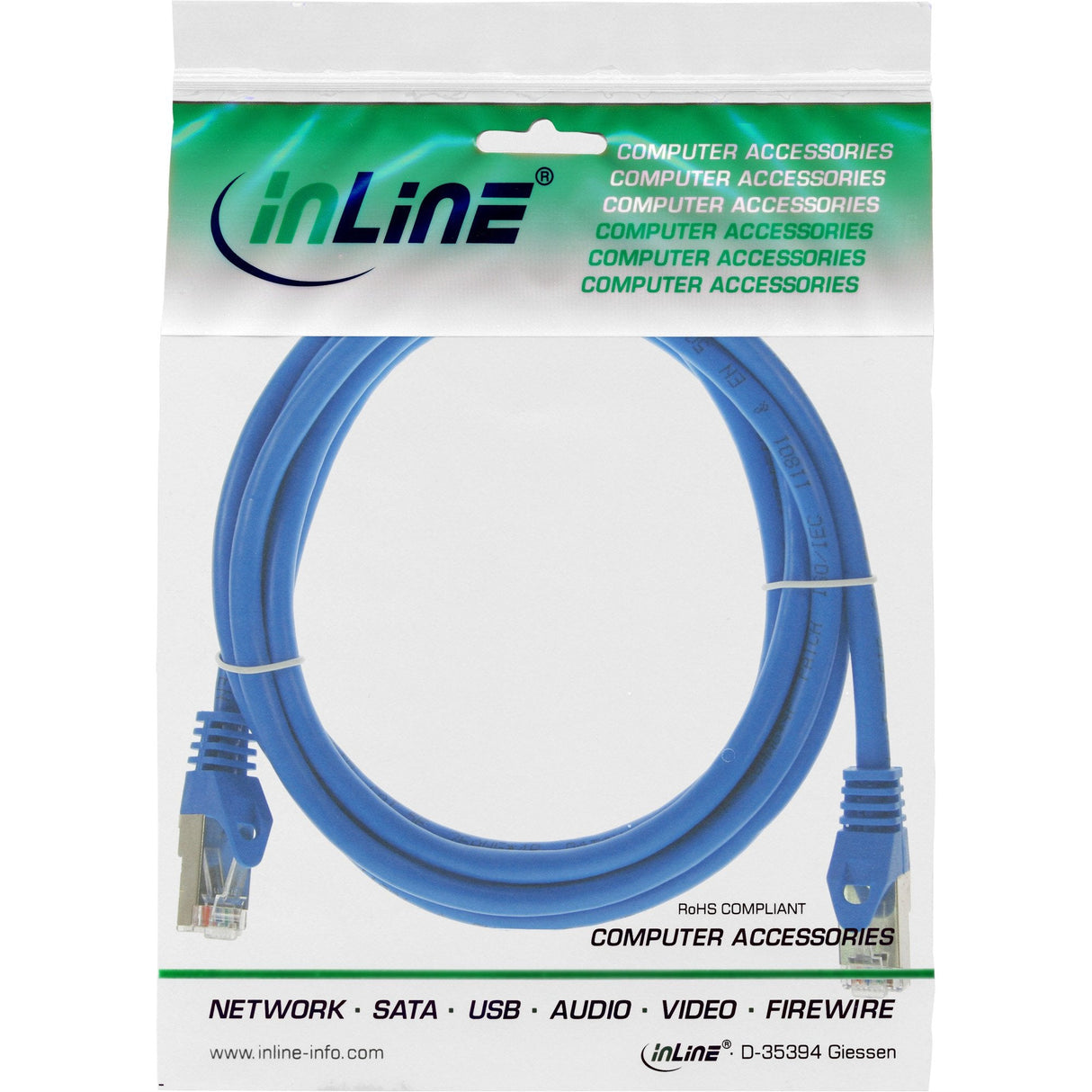 Cable De Red Inline F/Utp Cat.5e Azul 1m