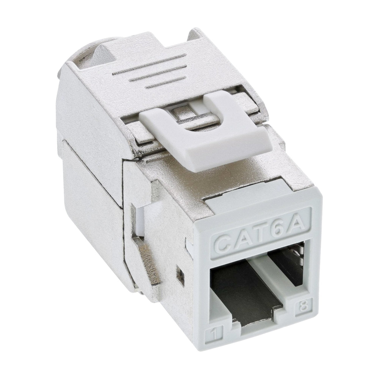 8 Piezas Pack Jack Inline Keystone Rj45, Blindado, Cat.6a, Blanco