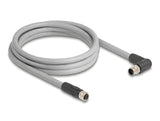 Delock M12 Cable L-Kodiert 5 Pin Stecker Rechts Gewinkelt Zu Buchse Gerade Pur Schleppkettentauglich 2 M Grau