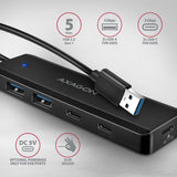 Hub 4-Portowy 5gbps 2x Usb-A 2x Usb-C, Usb-C Power In 19 Cm Kabel Hue-C2a