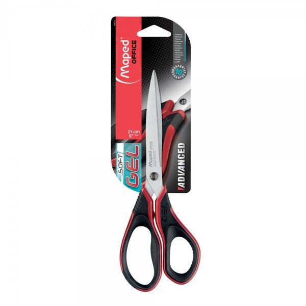 Maped Tijeras Multiusos Advanced Soft Gel 21cm Asimétricas Mango Negro/Rojo -Blister-