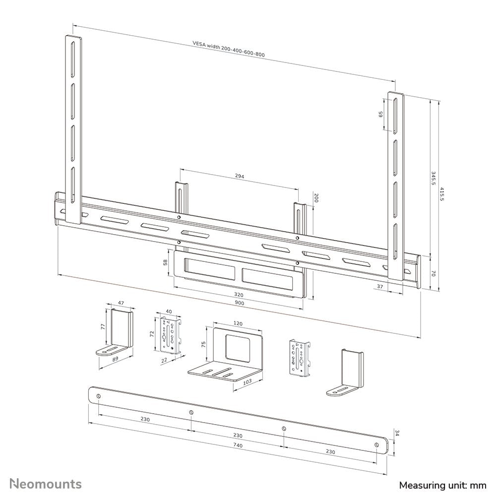Videobar-Kit Universal -10kg 43-110'' 200x200-800x600 Negro