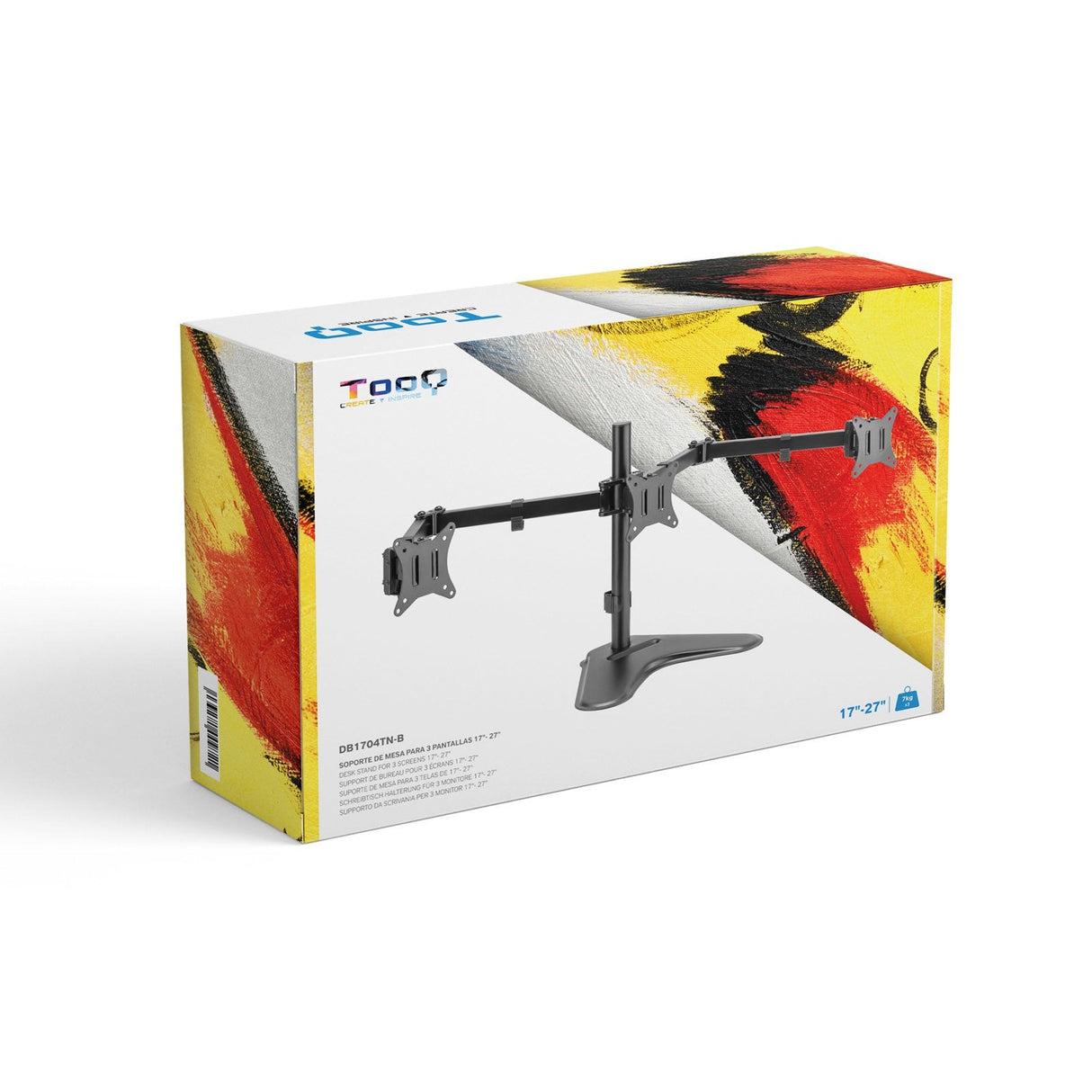 Tooq Soporte Mesa Pantalla - Giro 180º - Inclinable - 3 Brazos 17-27  - Negro
