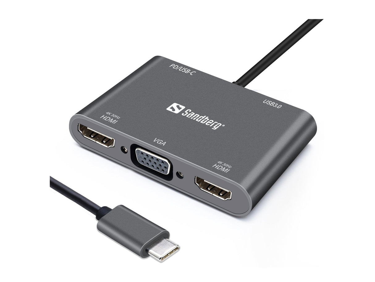 Usb-C Dock 2xhdmi+1xvga+Usb+Pd