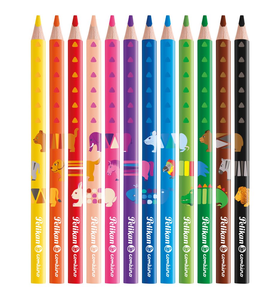 Pelikan Caja De 12 Lapices De Colores Jumbo Triangulares - Mina Antirotura - Certificacion Fsc