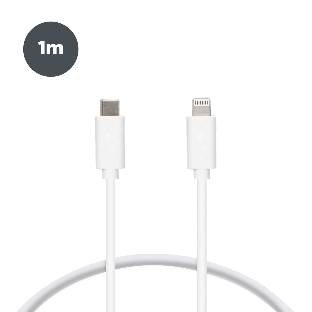 Cable De Datos Y Carga Tipo C A Lightning Mfi 1m 3amp Comp Iphone 5, 6, 7, 8, X, 11, Se, Ipad Blanco