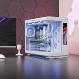 Caja Pc  Atx Mars Gaming Mc-Revmaxw Pantalla Lcd 11.8" Cristal Templado 4x Ventiladores Argb Blanco