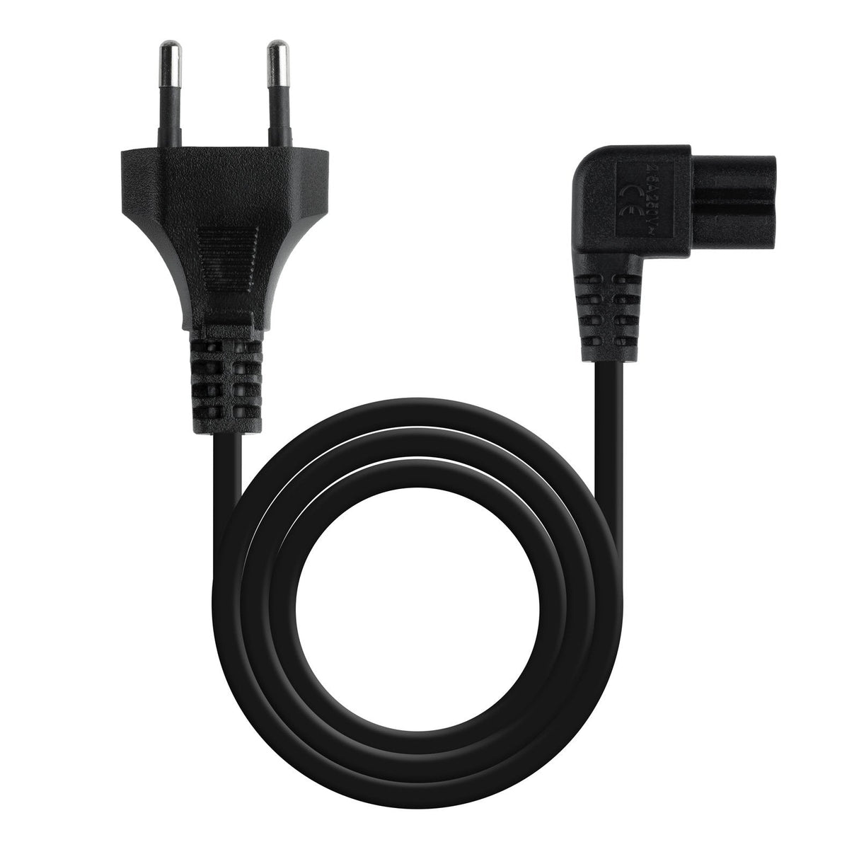 Cable Aliment. Acodado Cee7/16/M-C7/H Negro 1.8 M