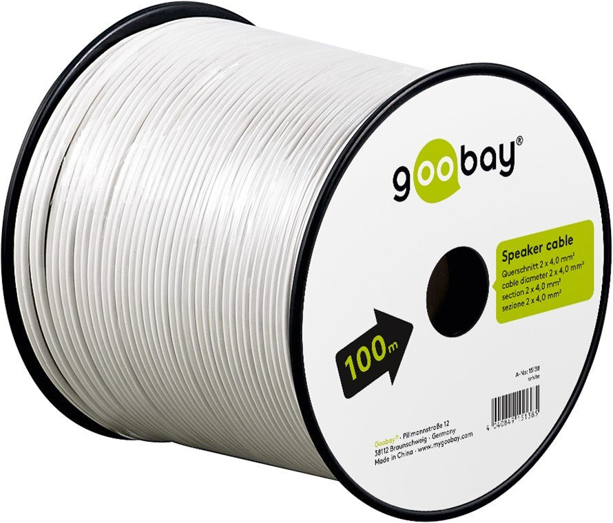 Goobay Speaker Cable 2x4.0mm2. Cca. White. 100m