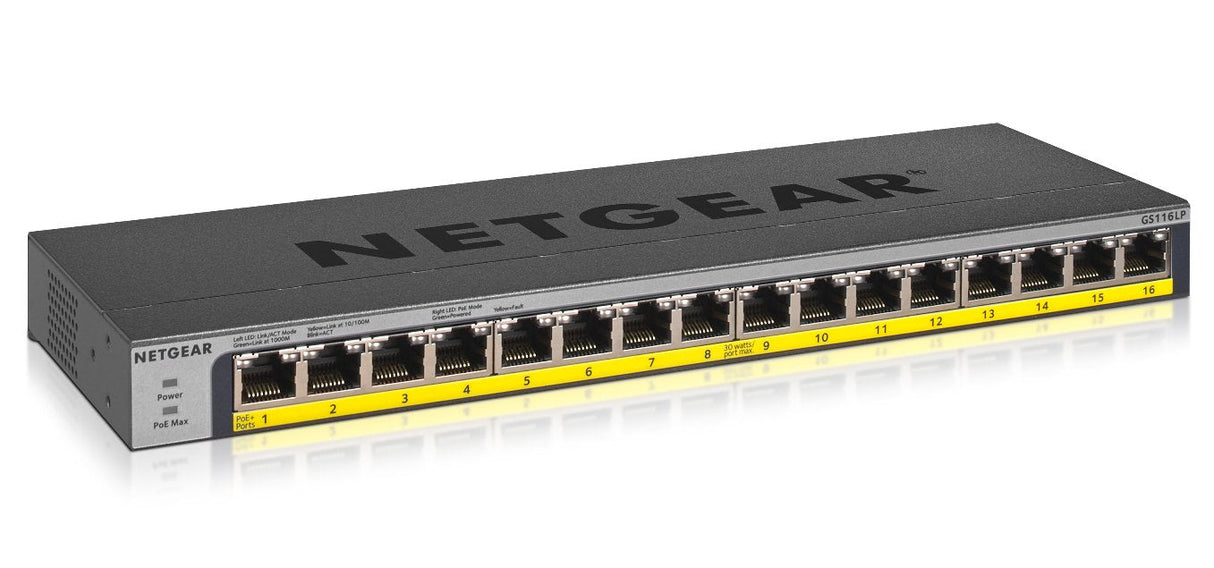 EAN 0606449133356 - NETGEAR GS116LP No administrado Gigabit Ethernet (10/100/1000) Energía sobre Ethernet (PoE) Negro imagen 1