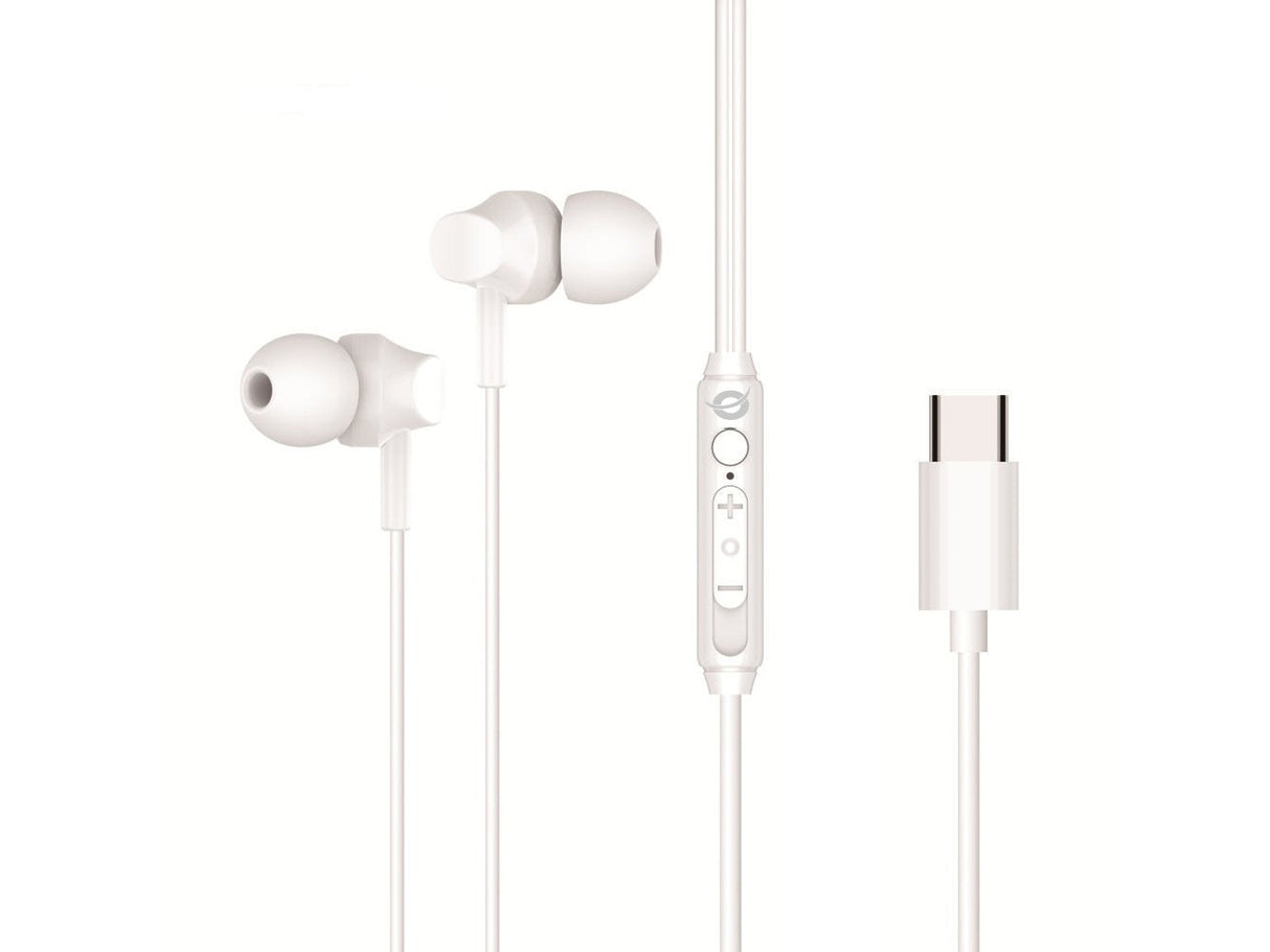 Auricular Intrauditivo Usb-C Conceptronic Brendan03w 1.2m Microfono Controles Color Blanco