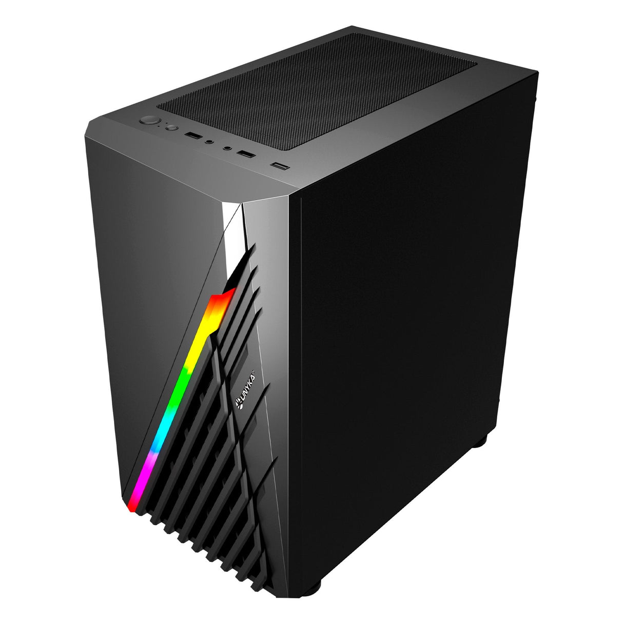 Caja Pc Unykach Mini Glayze  Micro-Atx - Iluminacion Argb - Ventana Lateral Cristal Templado - Usb-A 2.0/3.0 Y Audio - 1