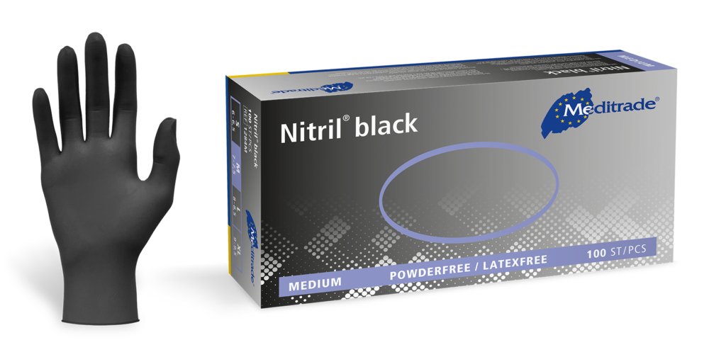 Meditrade® Einmalhandschuhe Nitril® Negro M Negro