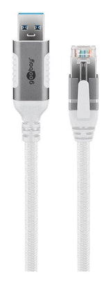 Cable Ethernet Goobay Usb-A 3.2 Gen1 Macho > Rj-45 Macho, Adaptador Lan Blanco, 1 Metro, Cubierta Textil Trenzada 74157