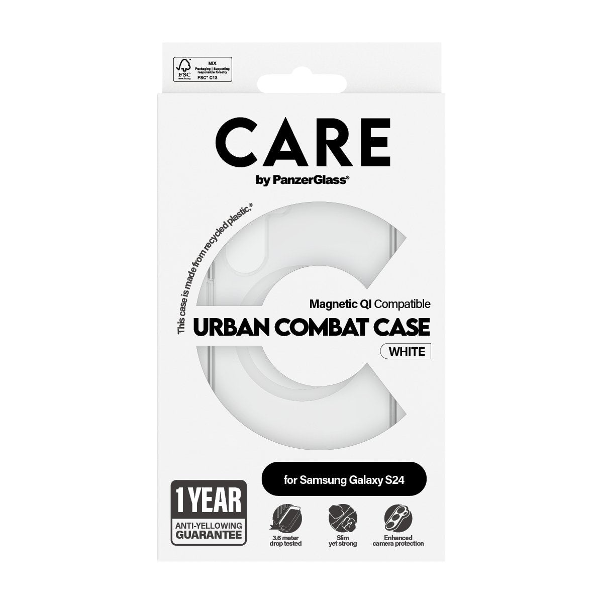 EAN 5715685012266 - PanzerGlass CARE™ by ® Urban Combat Case Transparent w. White Qi Compatible Samsung Galaxy S24 funda para imagen 3