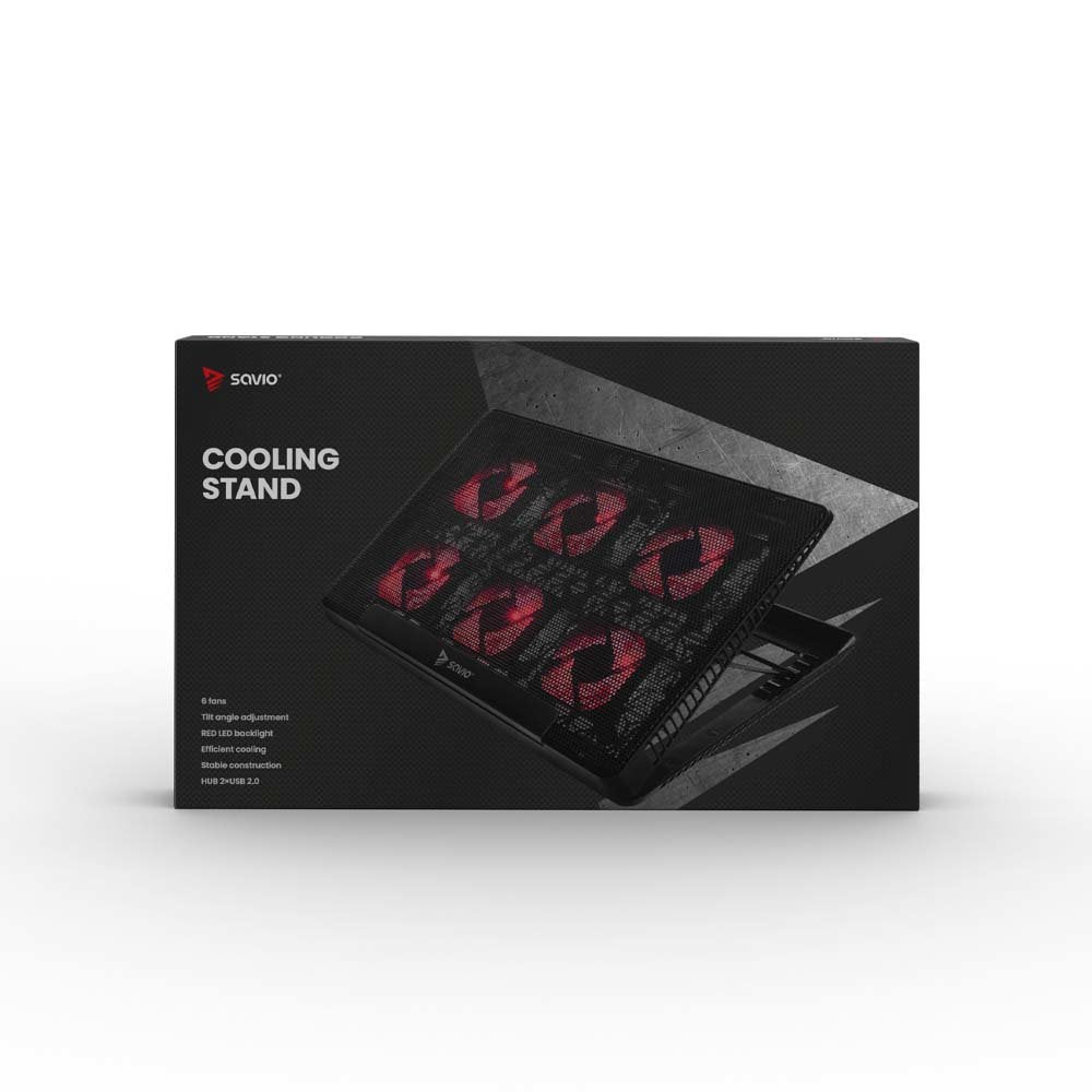 EAN 5901986047575 - Savio Laptop cooling pad 6 backlit fans 2000 RPM COS-01 almohadilla fría 43,9 cm (17.3") Negro, Rojo imagen 5