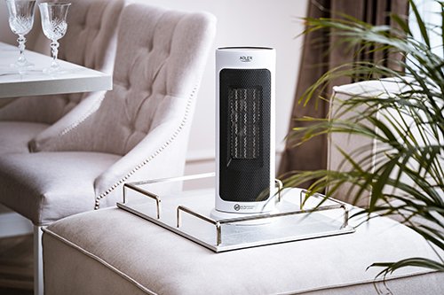 Adler Ad 7738 Tower Fan Ceramic Heater With Timer, Led, 2 Heating Powers: 1400w-2000w, White Black