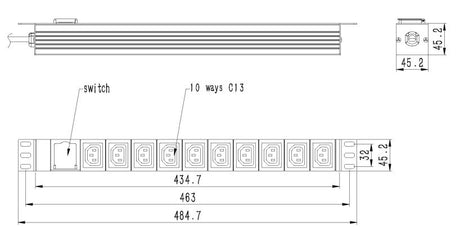 EAN 8716309127202 - Gembird Power Distribution Unit PDU 10pcs C13 Sockets 1U 16A C19 Plug 2m Cable imagen 3