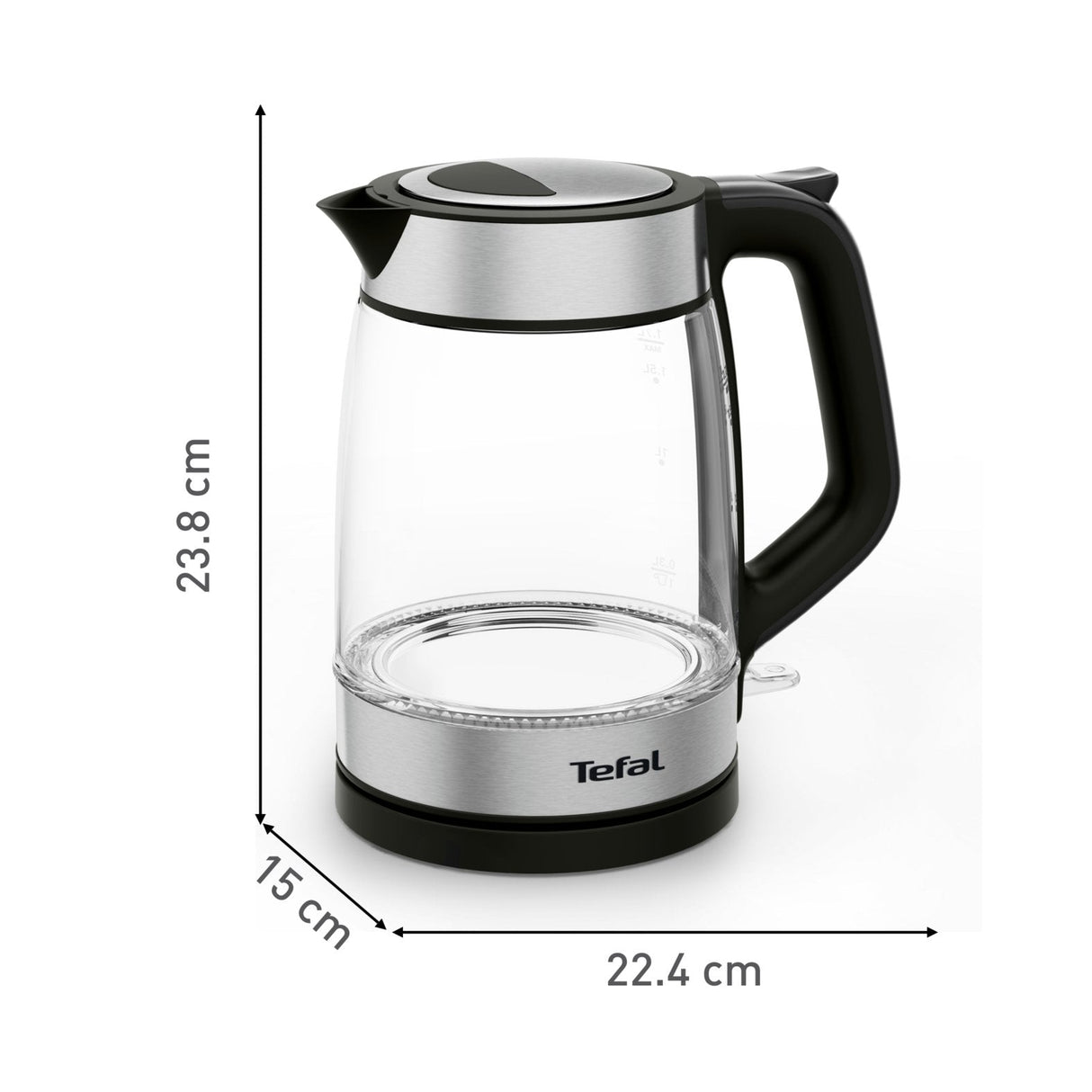 Tetera Eléctrica Tefal Glass Kettle Ki6058301,7 L 2200 W Negro, Plata, Transparente