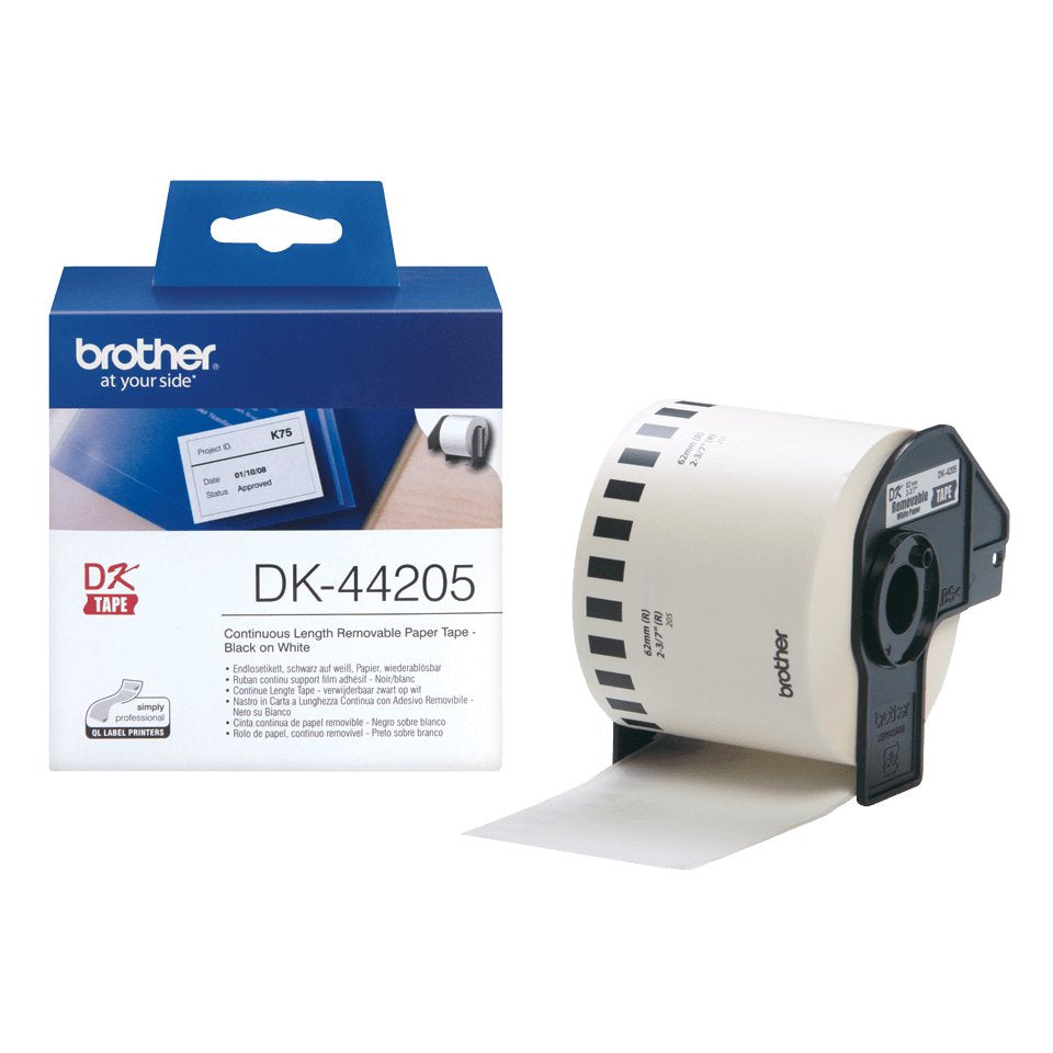 Brother Dk44205,Adhesivo ExtraaBle,Blanco,Rodillo (6,2 Cm X 30,5 M) 1 Bobina(S) Etiquetas,Para Broth