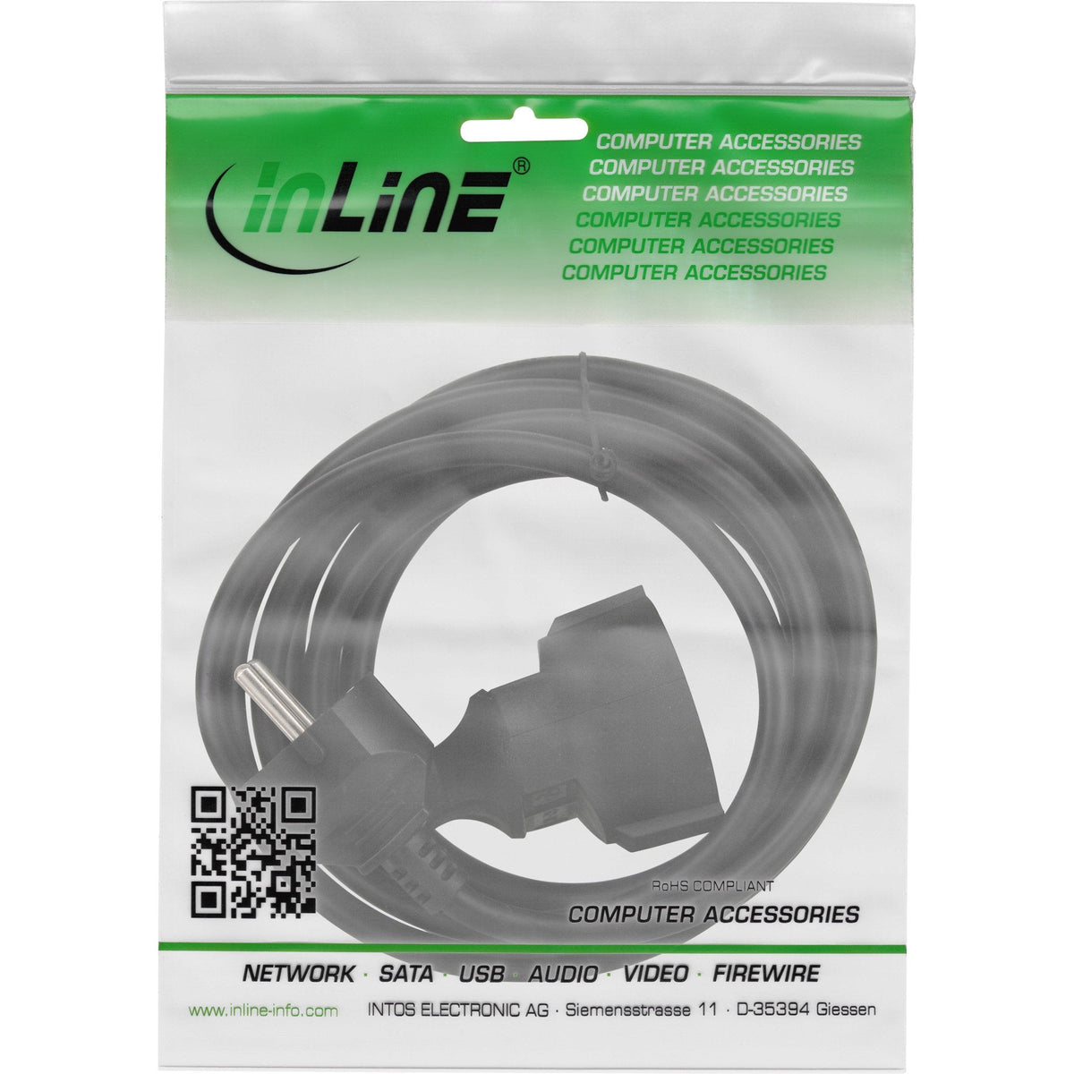 Cable De Extensión De Alimentación Inline Tipo F Negro 3m