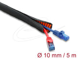 Delock Cableschutzschlauch Mit Orangener Verschleissanzeige Selbstschliessend Doppellagig 5 M X 10 Mm Schwarz