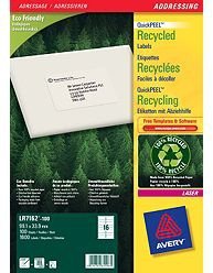 Avery Etiquetas Adhesivas Para Envíos 99,1x33,9 Inkjet/Láser 16 X 100h 100% Reciclado Blanco