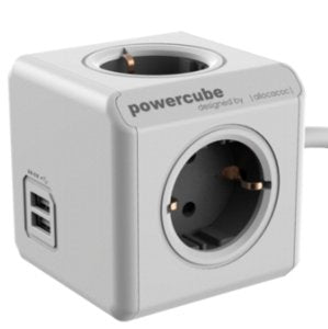 Allocacoc Powercube Extended Usb Unidad De Distribución De Potencia Ca 220-240 V Conectores De Salida: 4 (Cee 7/4) 3 M Cable Alemania Gris Carrito
