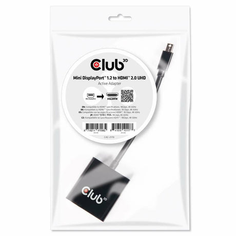 EAN 8719214470982 - CLUB3D CAC-2170 adaptador de cable de vídeo 0,15 m HDMI tipo A (Estándar) Negro imagen 2