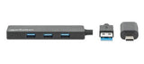 EAN 0766623180863 - Manhattan 180863 hub de interfaz USB 3.2 Gen 1 (3.1 Gen 1) Type-A + Type-C 5000 Mbit/s Negro imagen 3