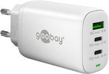 Cargador  65w Usb 3 Puert. 2 X Usb-C 1 X Usb-A Blanco Gan Pd Qc3.0 Salida Lateral Goobay