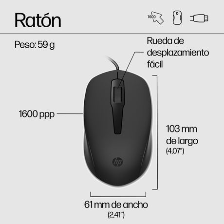 EAN 196786788123 - HP 150 Wired Mouse and Keyboard Combination teclado Ratón incluido USB Negro imagen 3