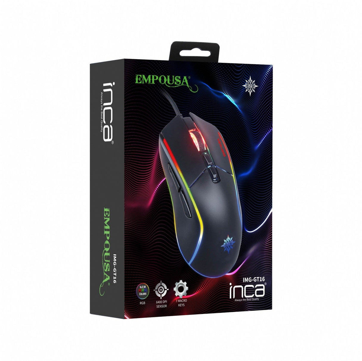 Raton Inca Img-Gt16   6400 Dpi, Rgb, 7 Tamen, Usb, Negro Retail
