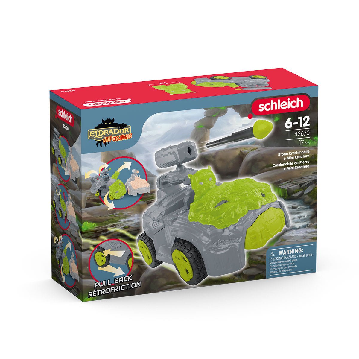 Schleich Eldrador Creatures Crashmobile De Piedra Con Mini Criatura, Figura De Juguete 42670