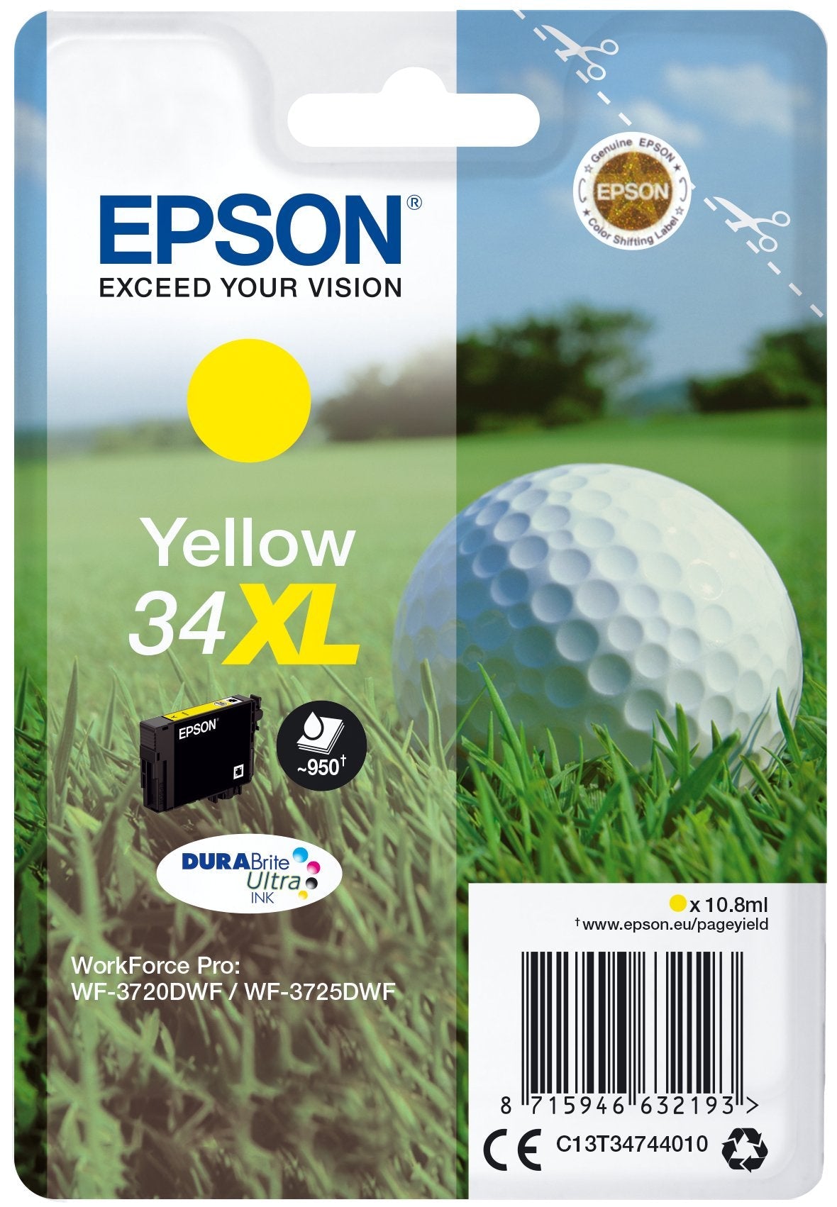Tinta Original Epson  34xl Yellow Para Workforce Pro Wf-3720, Wf-3720dwf, Wf-3725dwf