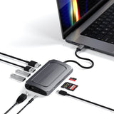 Adaptador Usb-C Multipuerto Satechi (Usb-C4, 3x Usb-A, Hdmi 8k, Ethernet, Lector De Tarjetas Micro/Sd, Puerto Jack) (Gris Espacial)