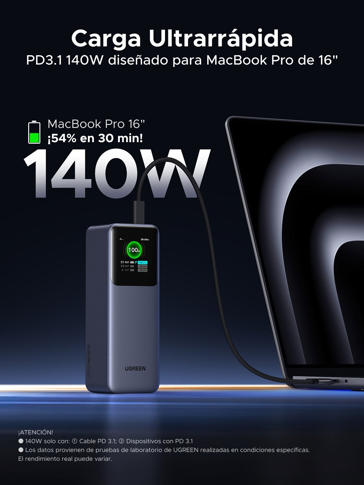 EAN 6941876242931 - Ugreen 25000mAh 200W Fast Charging Powerbank Gris imagen 12