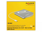 Delock Caja Externa Para Unidades Sata  5,25  9,5 / 12,7 Mm Usb C Plata
