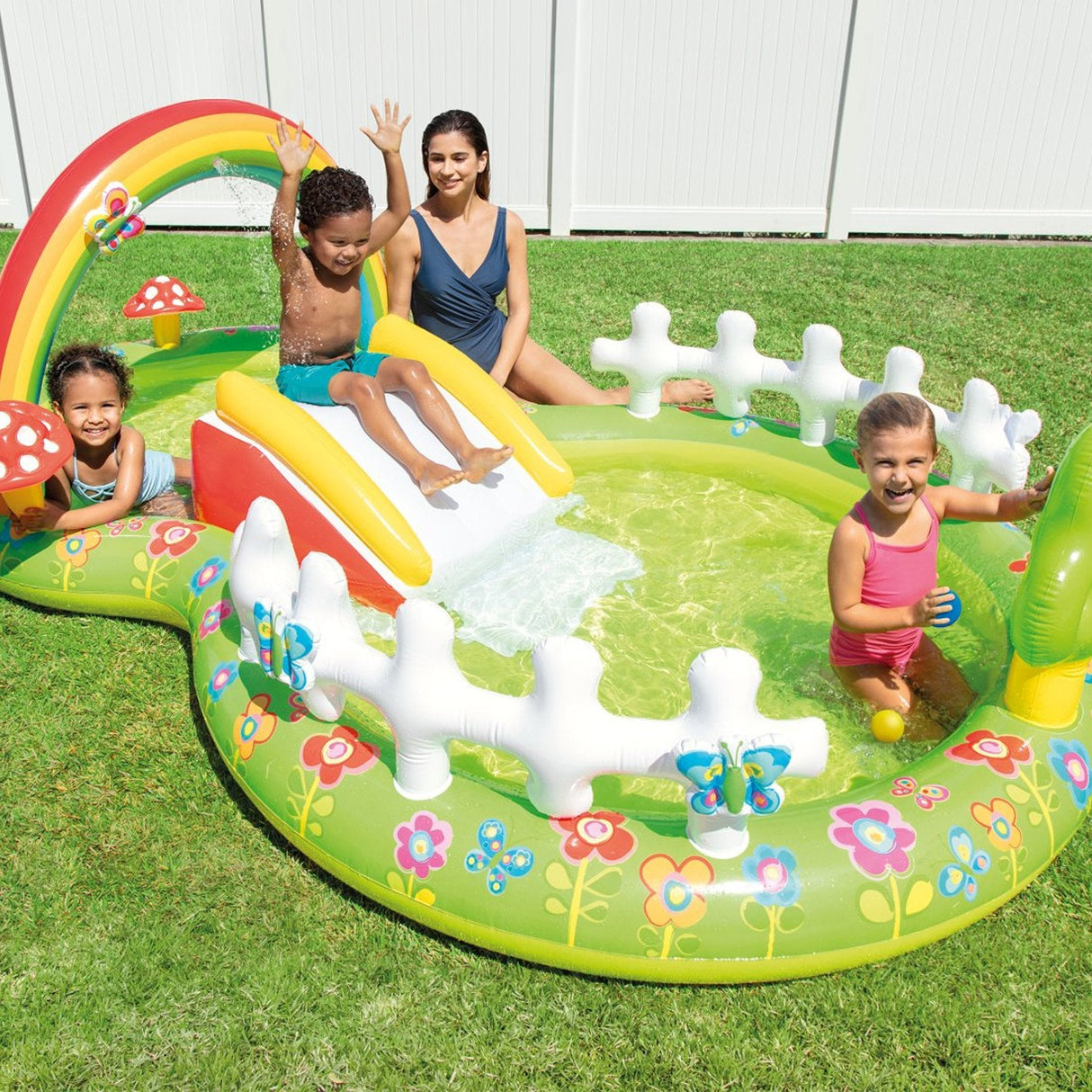 Piscina Hinchable Infantil Con Tobogán 290x180x104cm
