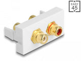 Delock Easy 45 Modul 2 X Cinch Buchse, Farbring Rot / Weiss 22,5 X 45 Mm
